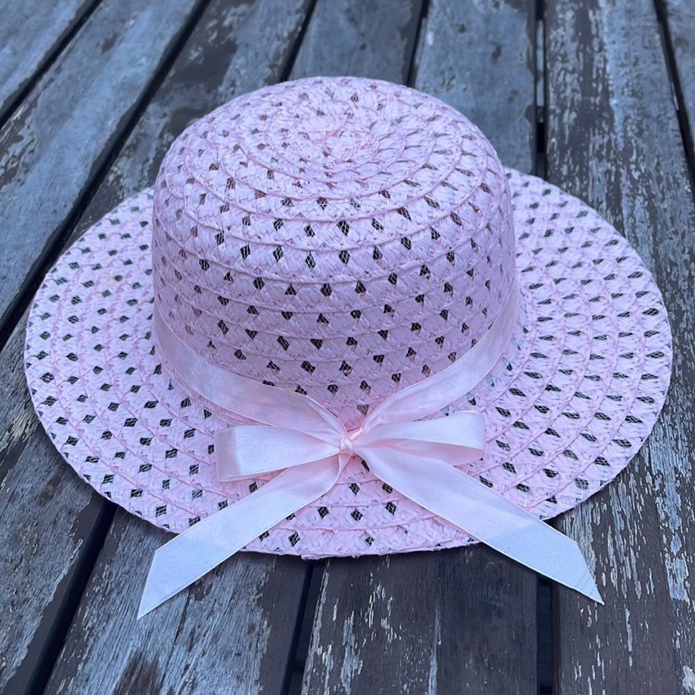 Little Girls Dress Sunday Hat pink with bow NWOT